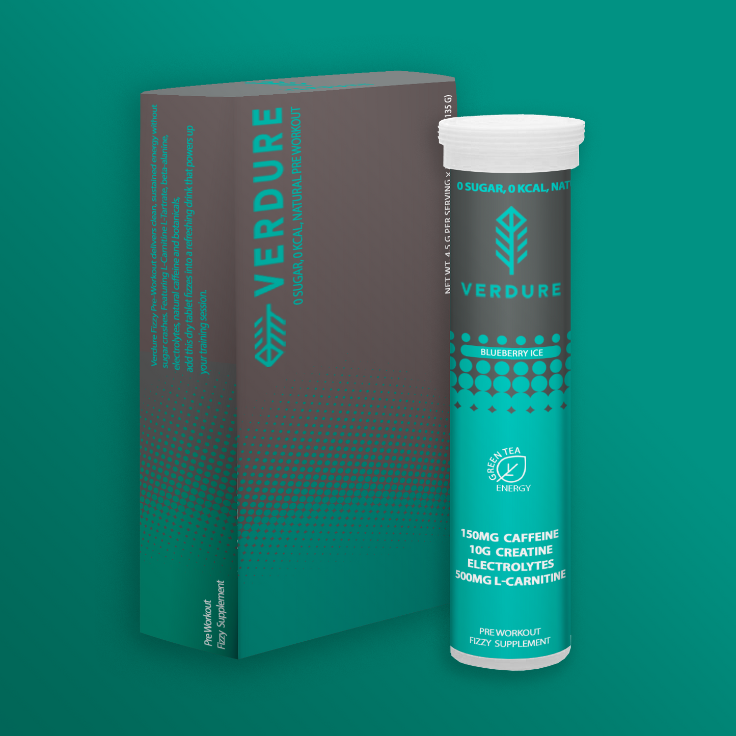 Verdure™ Fasted Fizzy Pre-Workout tablet (black)